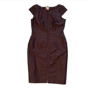 Marvin Richards size 8 pocket dress, full zipper front, soft blue denim, lined